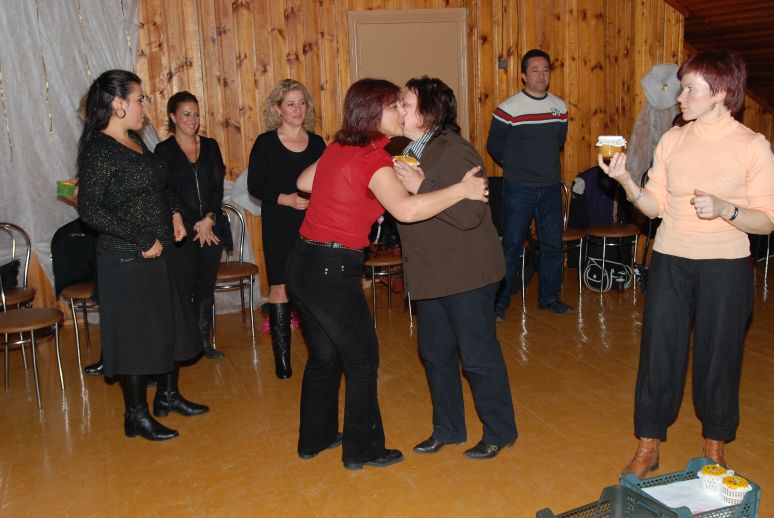 embrace in a meeting