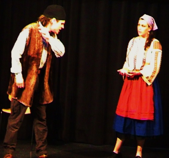 language-theatre man shouting in rage with shocked daughter  