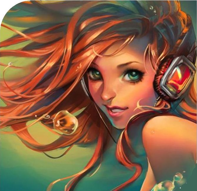 phantasy girl with headphones