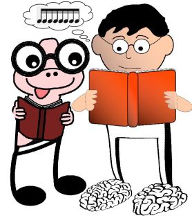book-worm and shocked guy reading music-notes