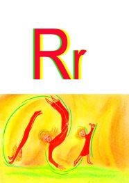 cartwheeling kids, image for alphabet letter R